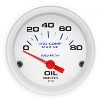 Auto Meter 200744 Oil Pressure Marine White Gauge