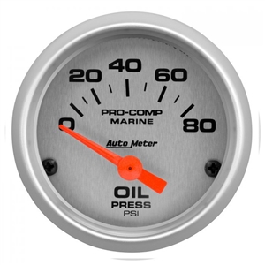 Auto Meter 200744-33 Oil Pressure Marine Silver Gauge