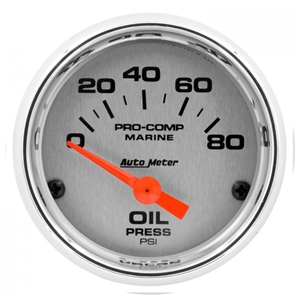 Auto Meter 200744-35 Oil Pressure Marine Chrome Gauge