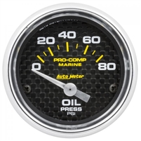 Auto Meter 200744-40 Oil Pressure Marine Carbon Fiber Gauge