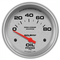 Auto Meter 200747-33 Oil Pressure Marine Silver Gauge