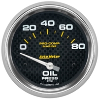 Auto Meter 200747-40 Oil Pressure Marine Carbon Fiber Gauge