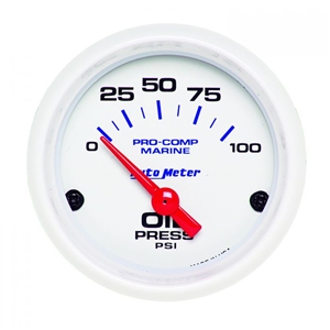 Auto Meter 200758 Oil Pressure Marine White Gauge