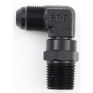 Fragola 1/2" NPT to 8 AN Male Swivel 90 Degree Black