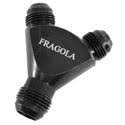 Fragola -12 AN Male Y Fitting With Dual 10 AN Outlets Black