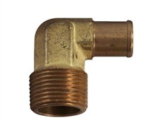 5/8" Hose to 3/4" Male Pipe 90Â° hose Barb Brass