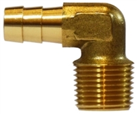 1/2" Hose to 1/4" Male Pipe 90Â° hose Barb Brass