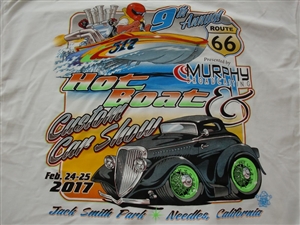 Route 66 Hot Boat & Car T-Shirt in White