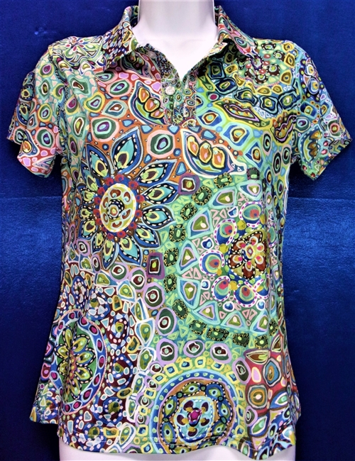 Golf Shirt (short Sleeves) "Stained Glass Cathedral Window"