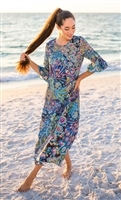 Chiffon Maxi Dress with Ruffle 3/4 sleeves "I'm Hippie"