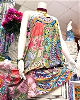 Multi Print Strapless Sun Dress