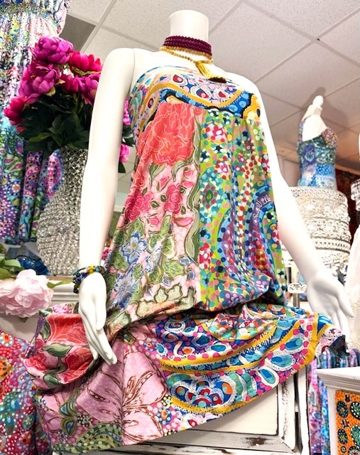 Multi Print Strapless Sun Dress