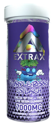 Delta Extrax Adios Blend Live Resin Gummies 7000MG Purple Berry Splash