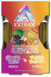 Delta Extrax Adios Cartridge Duo Blend Delta-9P + THCA 2g  Tangie Banana + Grape Kush