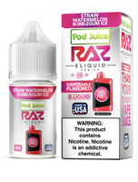 Pod Juice x RAZ Salt Straw Watermelon Bubblegum Ice 30ml E-Juice