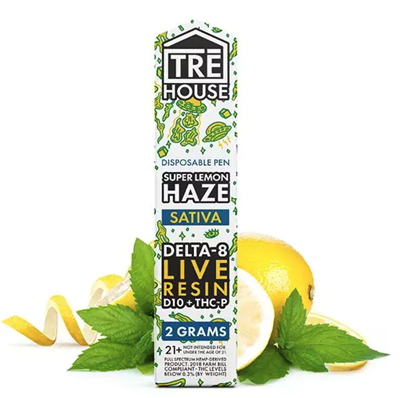 TRE House Super Lemon Haze Disposable 2G Live Resin Delta 8 /D10/THC-P