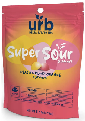 URB Gummies - Sour Peach Blood Orange THC- 750MG