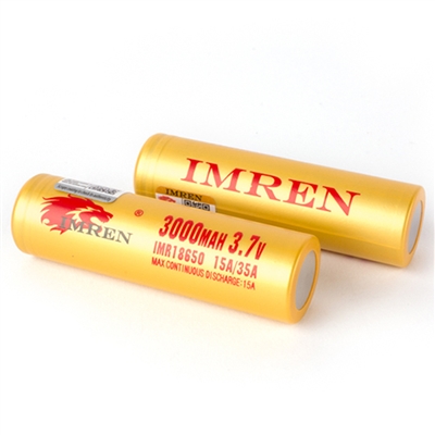 Imren IMR 18650 (3000mAh) 35A 3.7v 2pk $12.99