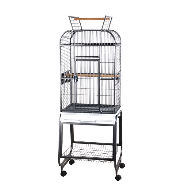 #732217 Open Flat Top Cage With Plastic Base - Black - 22" x 17"