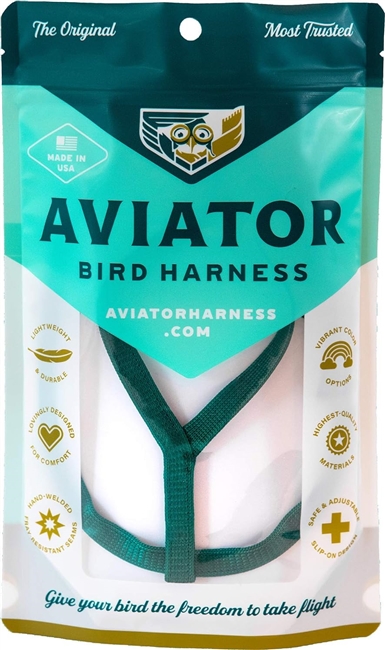 Aviator Bird Harness And Leash - Green - X-Large