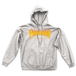 thrasher flame logo hood grey