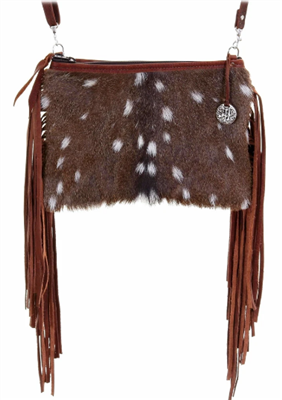 Axis Deer Medium Clutch with Fringe