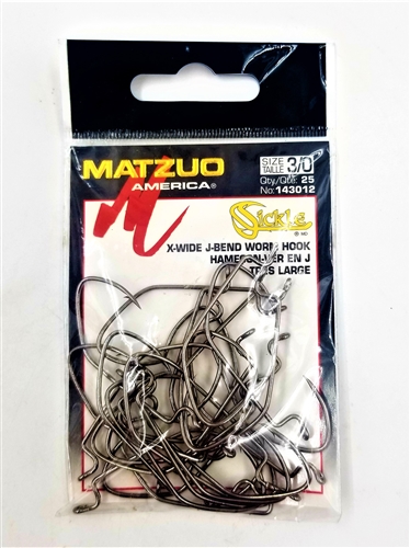 Matzuo X-Wide J-Bend Worm Hooks 3/0