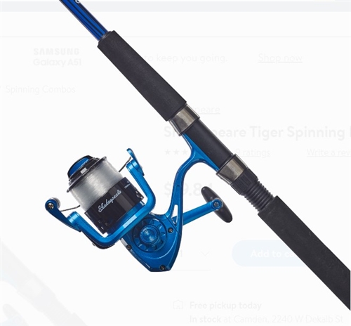 Rod and Reel Combo Zebco 808 on Shakespeare Tiger