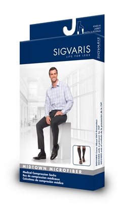 Sigvaris 820 Men's Midtown Microfiber Knee Hi with Top Band