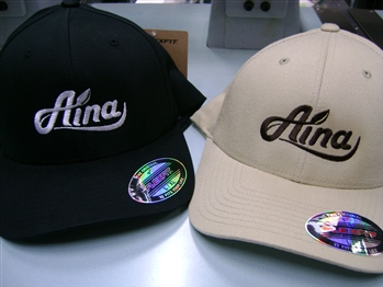 Aina Clothing logo Flexfit organic cotton hat