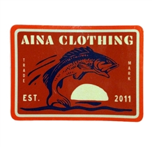 Aina Clothing Keeper Die Cut Sticker, fish jumping out of the water with setting Sun in background