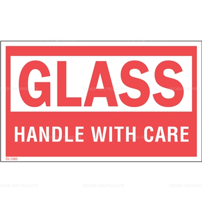 DL1060 <br> GLASS HANDLE WITH CARE <br> 3" X 5"