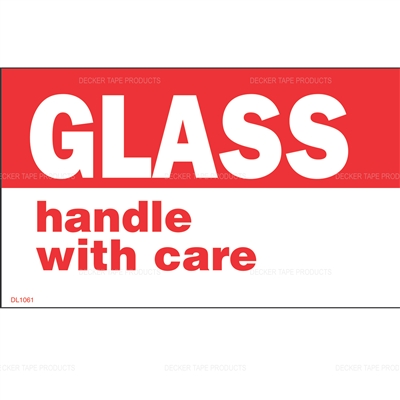 DL1061 <br> GLASS HANDLE WITH CARE <br> 3" X 5"