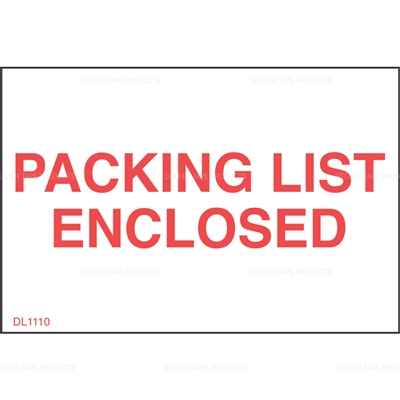 DL1110 <br> PACKING LIST ENCLOSED <br> 2" X 3"