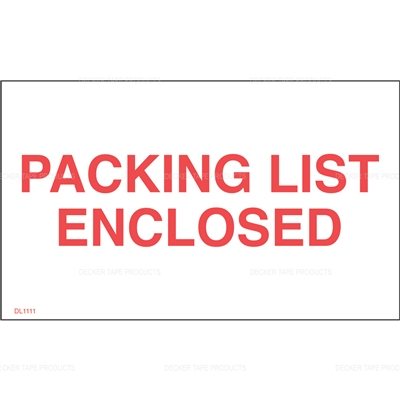 DL1111 <br> PACKING LIST ENCLOSED <br> 3" X 5"