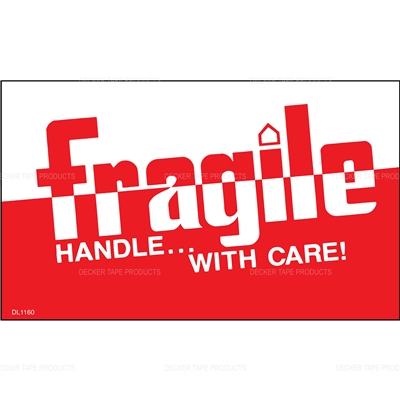 DL1160 <br> FRAGILE HANDLE WITH CARE <br> 3" X 5"