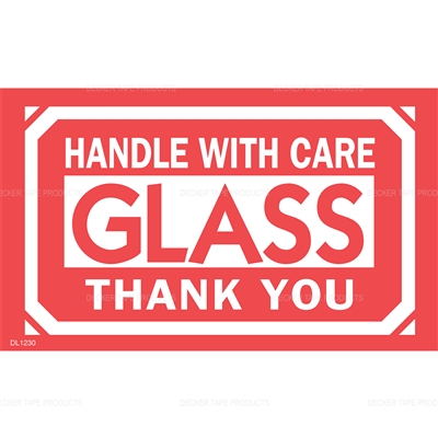DL1230 <br> GLASS HANDLE WITH CARE THANK YOU <br> 3" X 5"
