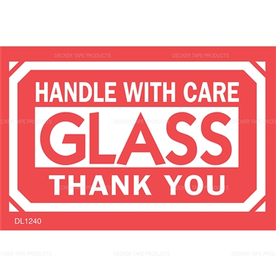 DL1240 <br> GLASS HANDLE WITH CARE THANK YOU <br> 2" X 3"