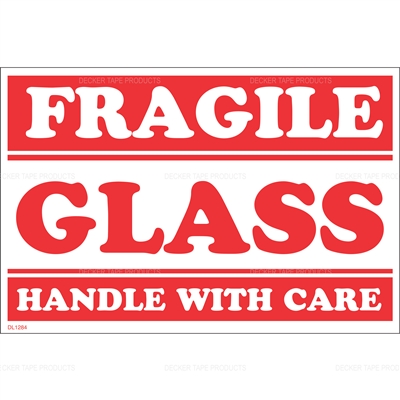 DL1284 <br> FRAGILE GLASS HANDLE WITH CARE <br> 4" X 6"