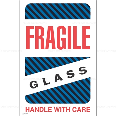 DL1570 <br> FRAGILE GLASS HANDLE WITH CARE <br> 4" X 6"