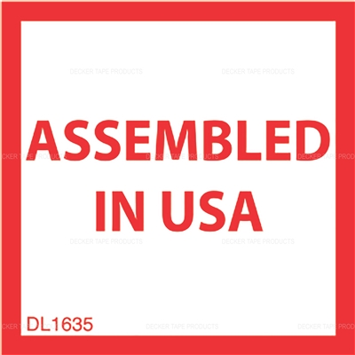 DL1635 <br> ASSEMBLED IN USA <br> 1" X 1"
