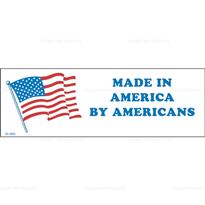 DL1665 <br> FLAG MADE IN AMERICA BY AMERICANS <br> 2" X 6"
