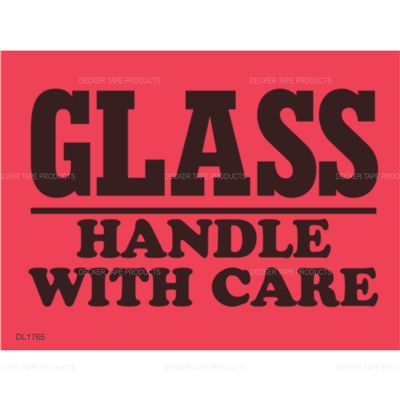 DL1765 <br> GLASS HANDLE WITH CARE <br> 3" X 4"