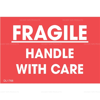 DL1768 <br> FRAGILE HANDLE WITH CARE <br> 2" X 3" 
