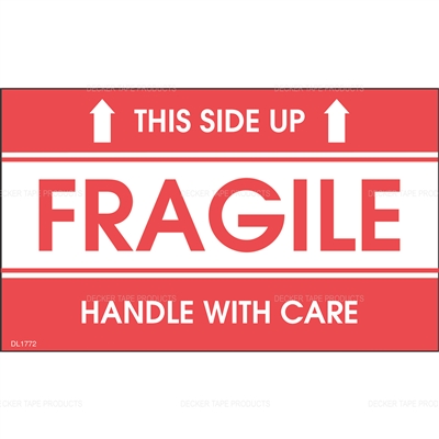DL1772 <br> FRAGILE THIS SIDE UP HANDLE WITH CARE <br> 3" X 5" 