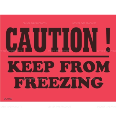 DL1807 <br> CAUTION KEEP FROM FREEZING <br> 3" X 4"