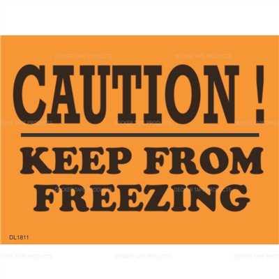 DL1811 <br> CAUTION KEEP FROM FREEZING <br> 3" X 4"