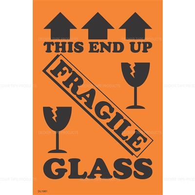 DL1981 <br> THIS END UP FRAGILE GLASS <br> 4" X 6"