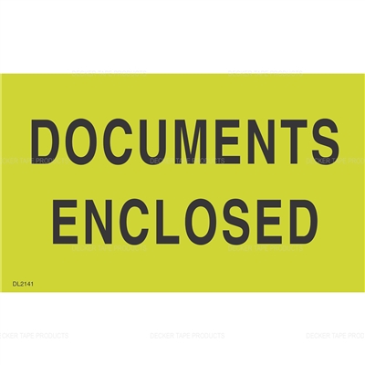 DL2141 <br> DOCUMENTS ENCLOSED <br> 3" x 5"