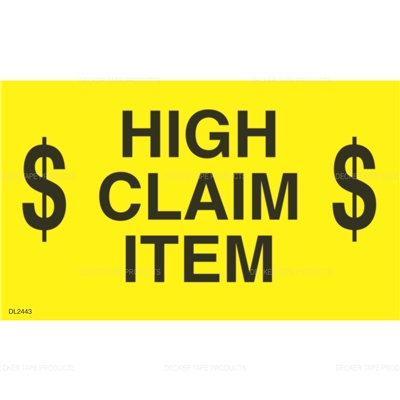 DL2443 <br> HIGH CLAIM ITEM <br> 3" X 5"